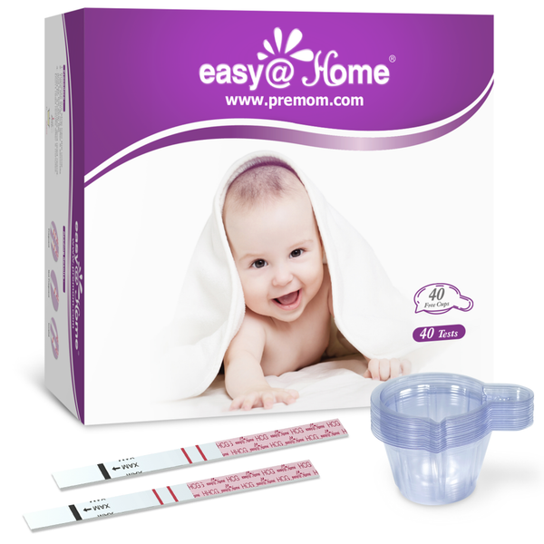 Easy@Home 40 Pregnancy Test Strips with 40 Large Urine Cups - Accurate and Clear Detection for Early Pregnancy | Package May Vary