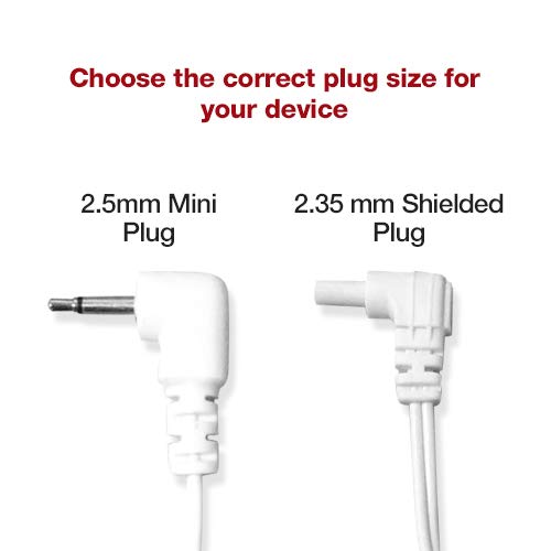 Easy@Home Replacement TENS Lead Wires, for EHE009, 2.5mm Mini Plug to Two 2mm Pin Connectors, 2pc/Pack #EHE009(W)