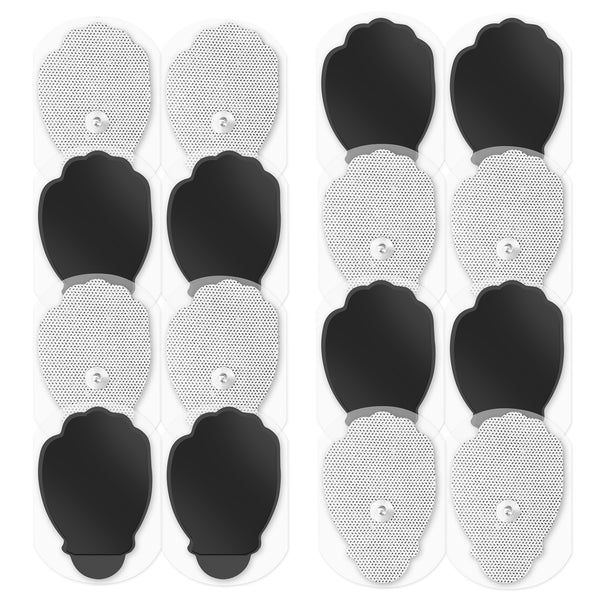 Easy@home 16 2"x3" Reusable Adhesive Electrode TENS Pads for TENS Electronic Pulse Massager in Hand Shape, 510K Cleared for Over The Counter (OTC) Use