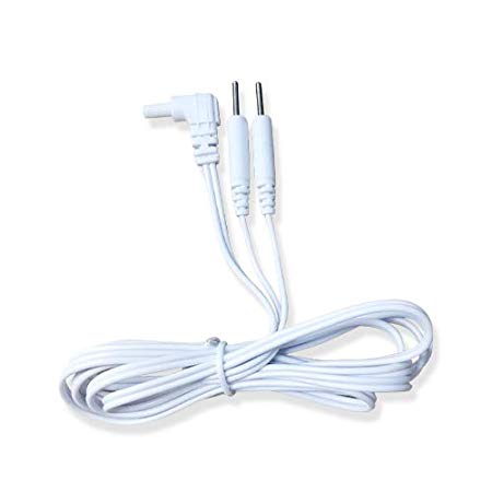 Easy@Home Replacement TENS Lead Wires, for EHE010/012pro,2.35mm Shielded Plug to Two 2mm Pin Connectors,2pc/Pack #EHE010-012(W)
