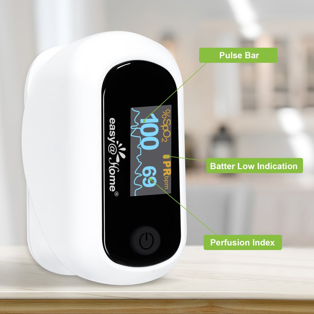 Easy@Home Fingertip Pulse Oximeter SpO2 Blood Oxygen Saturation Meter