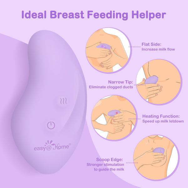 Lactation Massager Breastfeeding Stimulator: 2-in-1 Nursing Baby Pump Mom Breast Support | Warming Sore Tenderness Relief Nipple Massage | Postpartum Essential | Improves Breastmilk Flow EHL038