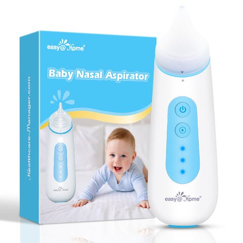 Easy@Home Baby Electric Nasal Aspirator: USB Rechargeable Baby Nose Sucker with Night Light | Adjustable Suction Level | 2 Silicone Suction Nozzles for Baby Nose Cleaner ENA102