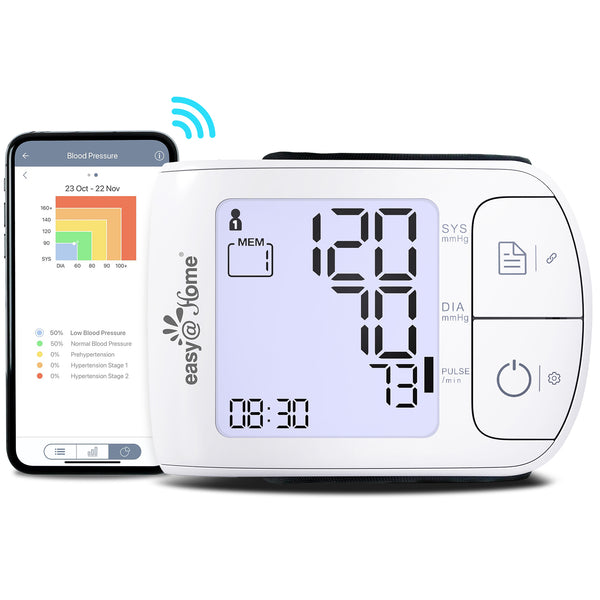 Automatic Wrist Blood Pressure Monitor: Easy@Home Bluetooth Smart Large Cuff BP Machine | Digital Sphygmomanometer| Heart Positioning Indicator | iOS & Android APP | EBP-085