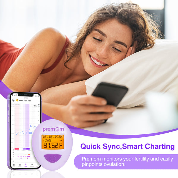 Premom Basal Body Thermometer for Ovulation Tracking: BBT Temperature 1/100th Degree High Precision - Smart Fertility Thermometer with Backlight LCD Display & Memory Recall Powered by Premom Ovulation Predictor iOS and Android APP - EBT-380
