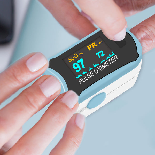 Clearance - Easy@Home Fingertip Pulse Oximeter SpO2 Blood Oxygen Saturation Meter and Heart Rate Monitor, Rotatable OLED Display-Only for UK