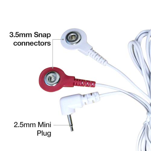 Easy@Home Replacement TENS Lead Wires, for EHE029G,2.5mm Mini Plug to Two 3.5mm Snap Connectors,2pc/Pack #EHE029G(W)
