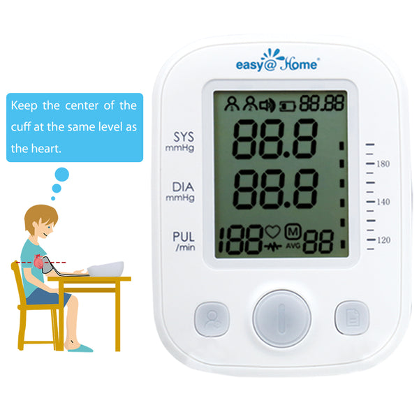 Easy@Home Digital Blood Pressure Monitor Upper Arm with Pulse Rate Indicator, Accurate Automatic BP Machine with Large Cuff,2 User Individual Memory, EBP-020