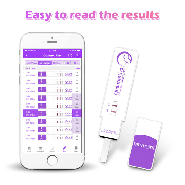 Premom Quantitative Ovulation Test Dip Card, Ovulation Predictor Kit with Digital Ovulation Reader APP, Numerical Ovulation Tests, 10 Free Urine Cups Included,10 LH Tests