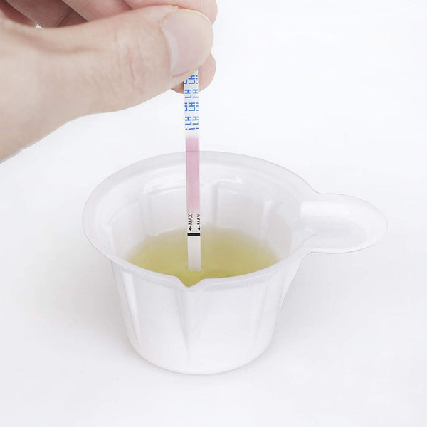 Easy@Home 100 Disposable Plastic Urine Specimen Cups with 3 Free Ovulation Test Strips