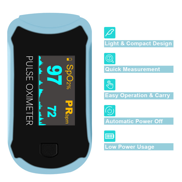 Clearance - Easy@Home Fingertip Pulse Oximeter SpO2 Blood Oxygen Saturation Meter and Heart Rate Monitor, Rotatable OLED Display-Only for UK