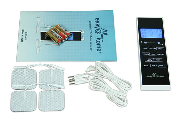 TENS Unit Muscle Stimulator, Easy@Home Electronic Pulse Massager,EMS TENS Machine,Pain Relief therapy Pain Management Device,Backlit LCD Display, OTC Home Use - FSA Eligible Handheld , EHE010