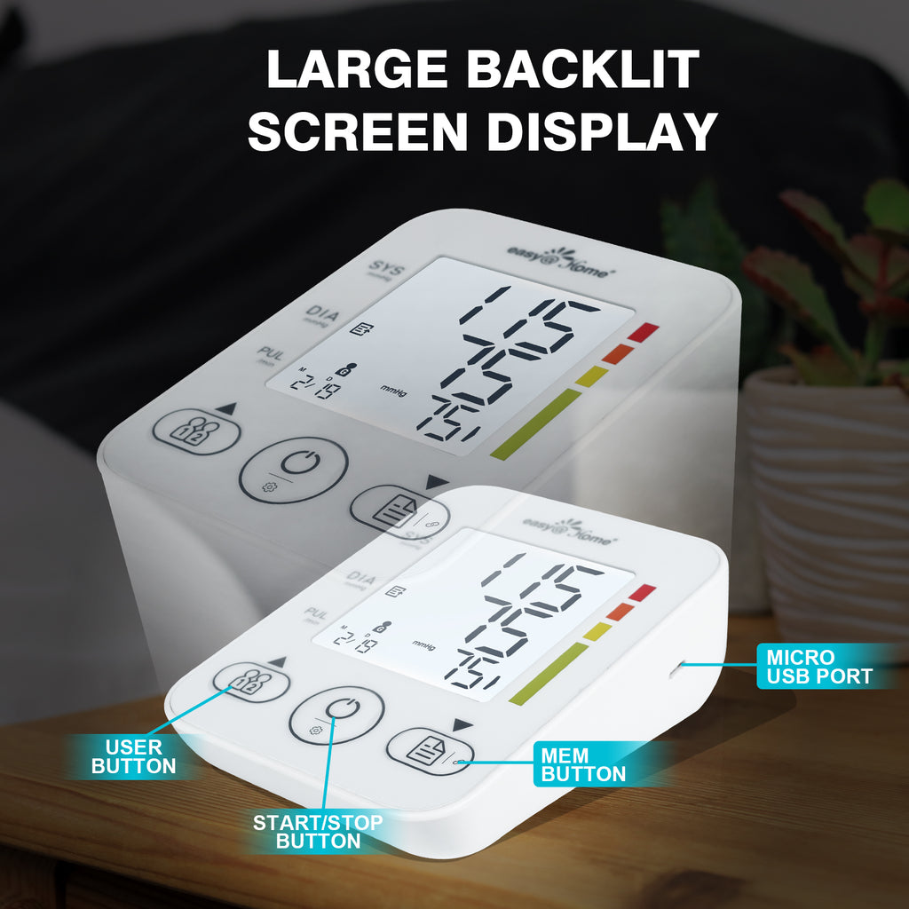 Automatic Arm Blood Pressure Machine: Easy@Home Bluetooth Smart Large Cuff  BP Monitor | Digital Sphygmomanometer | iOS & Android APP | EBP08B