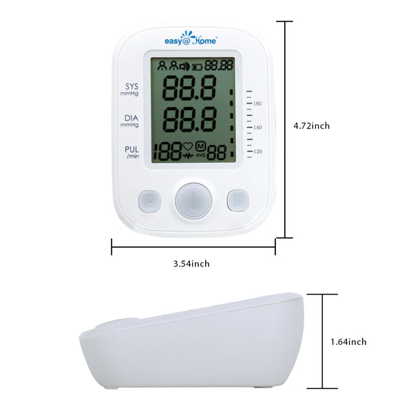 Easy@Home Digital Blood Pressure Monitor Upper Arm with Pulse Rate Indicator, Accurate Automatic BP Machine with Large Cuff,2 User Individual Memory, EBP-020