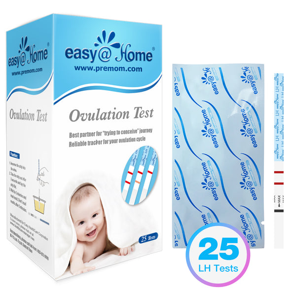 Easy@Home Ovulation Test Strips, 25 Pack Fertility Tests, Ovulation Predictor Kit, Powered by Premom Ovulation Predictor iOS and Android App, 25 LH Strips