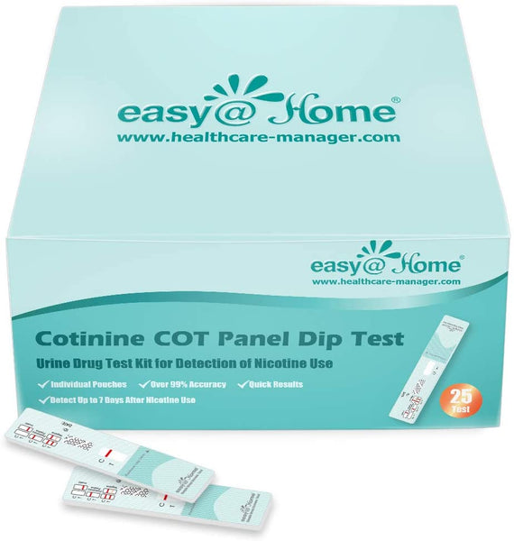 Easy@Home Nicotine Cotinine Urine Panel Dip Test Strips Kit- Sensitive Rapid Detection for Cotinine from Vaping Tobacco Cigarette Smoking Devices 200 ng/mL #ECOT-114