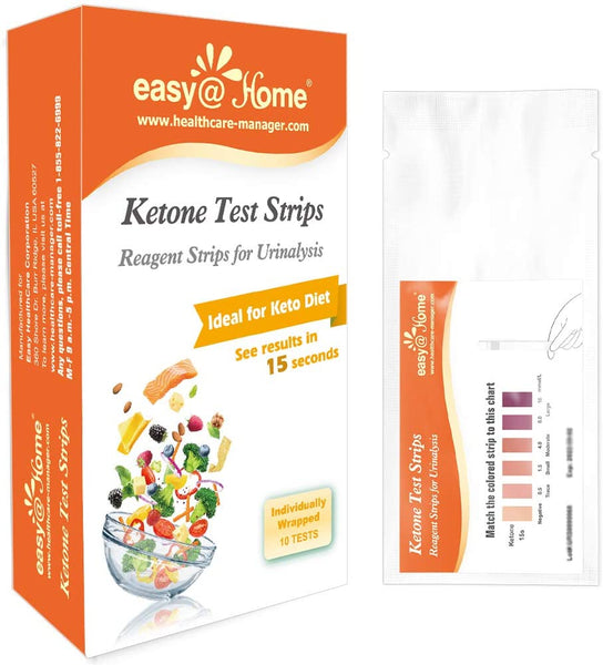 Easy@Home Individual Pouches Ketone Strips, FSA Eligible Urine Sticks Monitor Keto/Ketogenic Low Carb Diet and Ketosis Levels for Weight Loss-Reagent Urinalysis Tests EZ-KETONE-IND