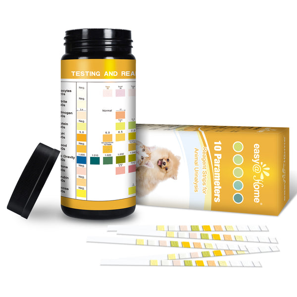 Easy@Home Pet Urine Tests: Vet-10 Urine Test Strips for Dogs & Cats 10 Parameters Animal Urinalysis Reagent Strips - Detect Urinary Tract Infection UTI Diabetes Bladder Kidney Liver Function 100 Counts