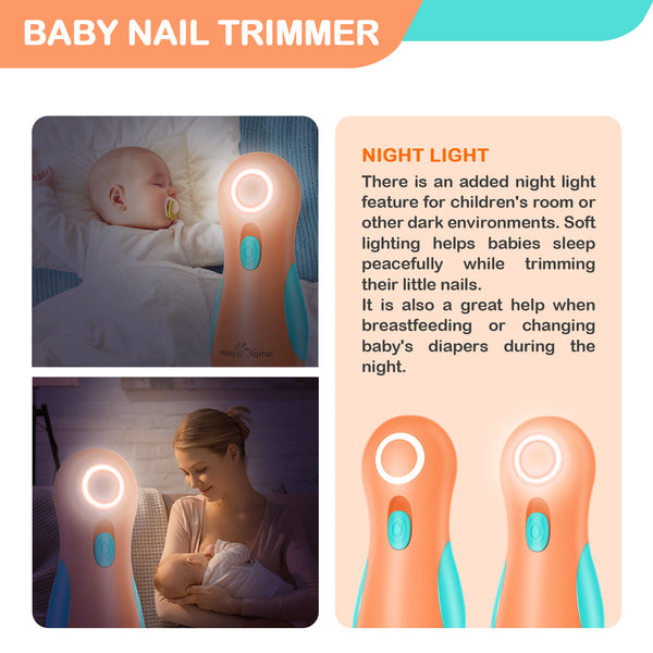 Electric Baby Nail File Trimmer: Easy@Home Safe Nail Clippers Kit - Baby Nail Clippers with 6 Grinding Heads and LED Light for Newborn Toddler Kids or Adults | Fingernails Care Trim ENT019