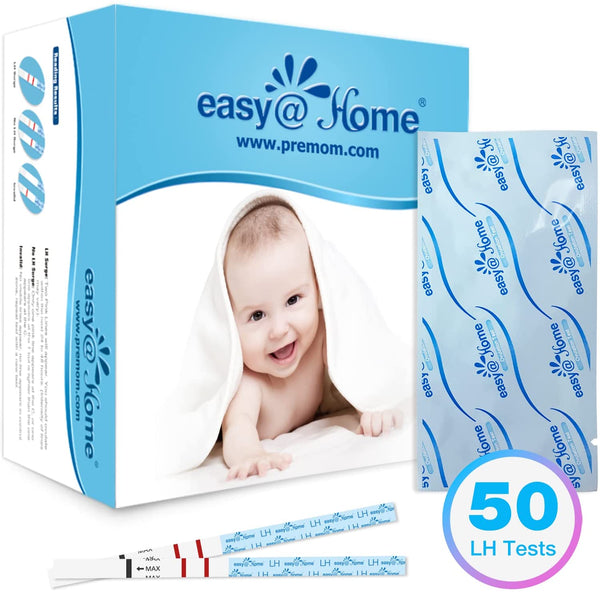 Easy@Home Ovulation Test Strips (50-Pack), FSA Eligible Ovulation Predictor Kit, Powered by Premom Ovulation Calculator iOS and Android APP, 50 LH Tests