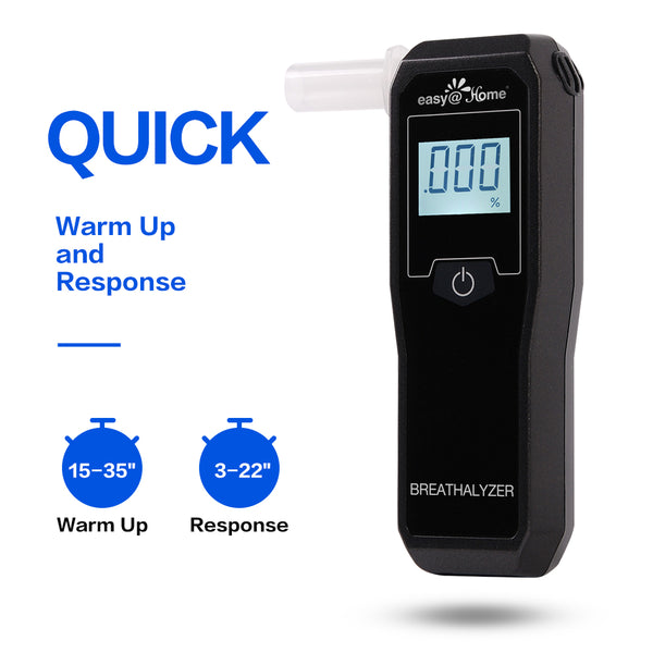 Easy@Home Breathalyzer, Professional-Grade Portable Fuel Cell Breath Alcohol Tester, Personal BAC Level Tracker Color Backlit Digital Notifications, 5 mouthpieces EAT-05FL