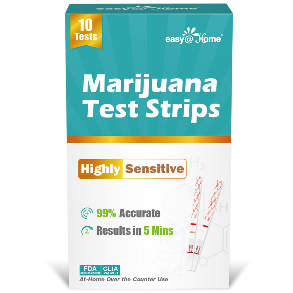 Easy@Home Marijuana Test Strips: THC Urine Drug Test Kit for At Home Over the Counter Use - Screens Metabolites of Drugs Containing THC with Cutoff Level 50ng/mL-Individually Wrapped 10 Pack #ESTH-115
