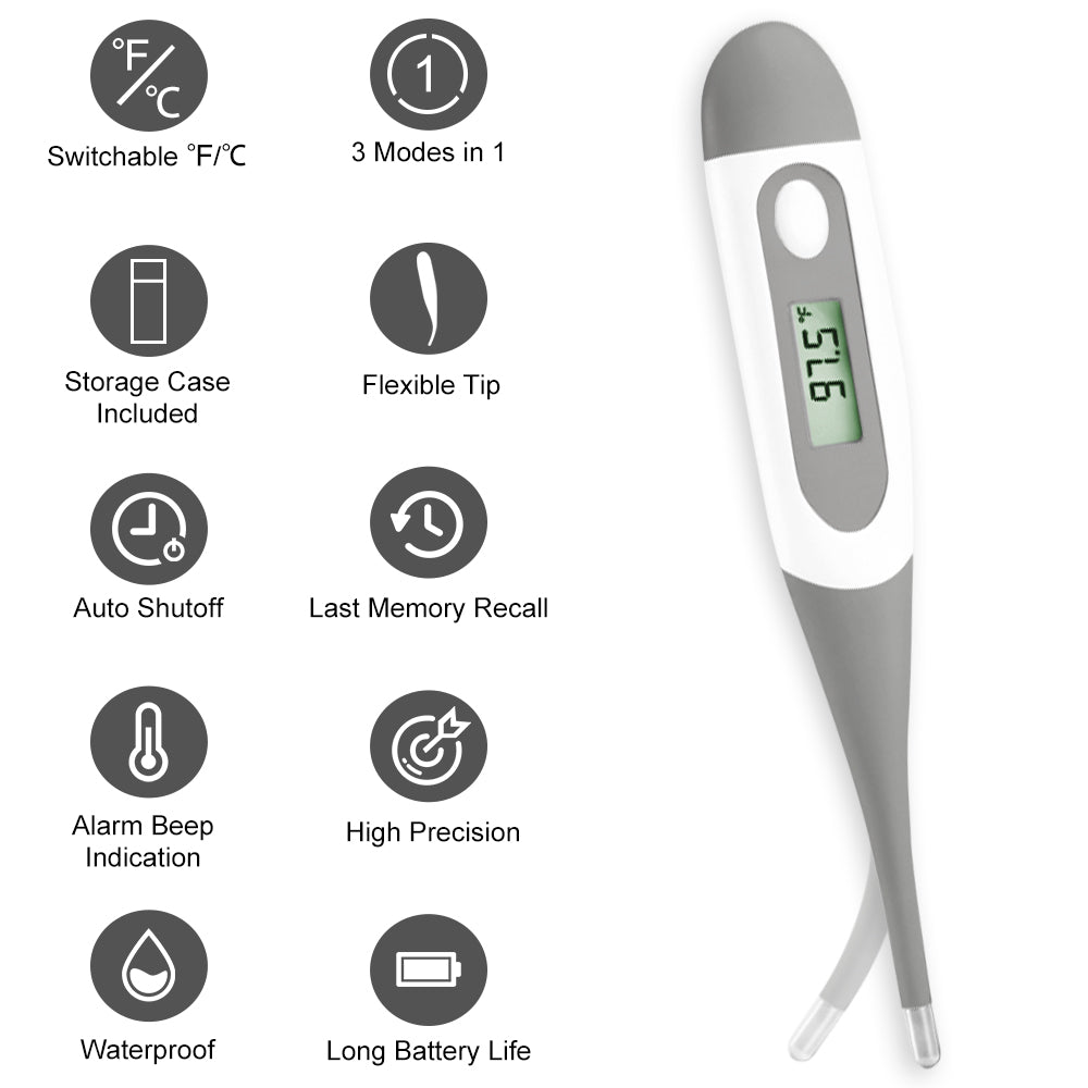 NEW - Digital LCD Thermometer w Oral Clear Case for Adults and Children  Infant