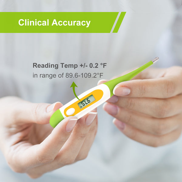 Easy@Home Digital Oral Thermometer for Kid, Baby, and Adult, Oral, Rectal and Underarm Temperature Measurement for Fever with Alarm EMT-021-Green
