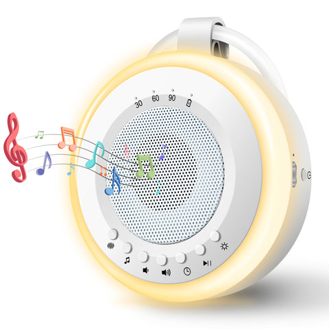 Portable Baby White Noise Sound Machine: Easy@Home 2 in 1 Soother & Night Light | 16 Soothing Lullaby Sounds & Natural Sounds & 3 Timer Settings for Travel | USB Rechargeable | Easy Hanging | GM-02