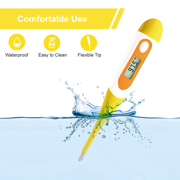 Digital Oral Thermometer for Fever Adults: Rectal, Underarm & Mouth, Accurate & Fast, Easy@Home Body Medical Temperature Thermometer for Baby Kids & Adult, EMT-021N-Yellow