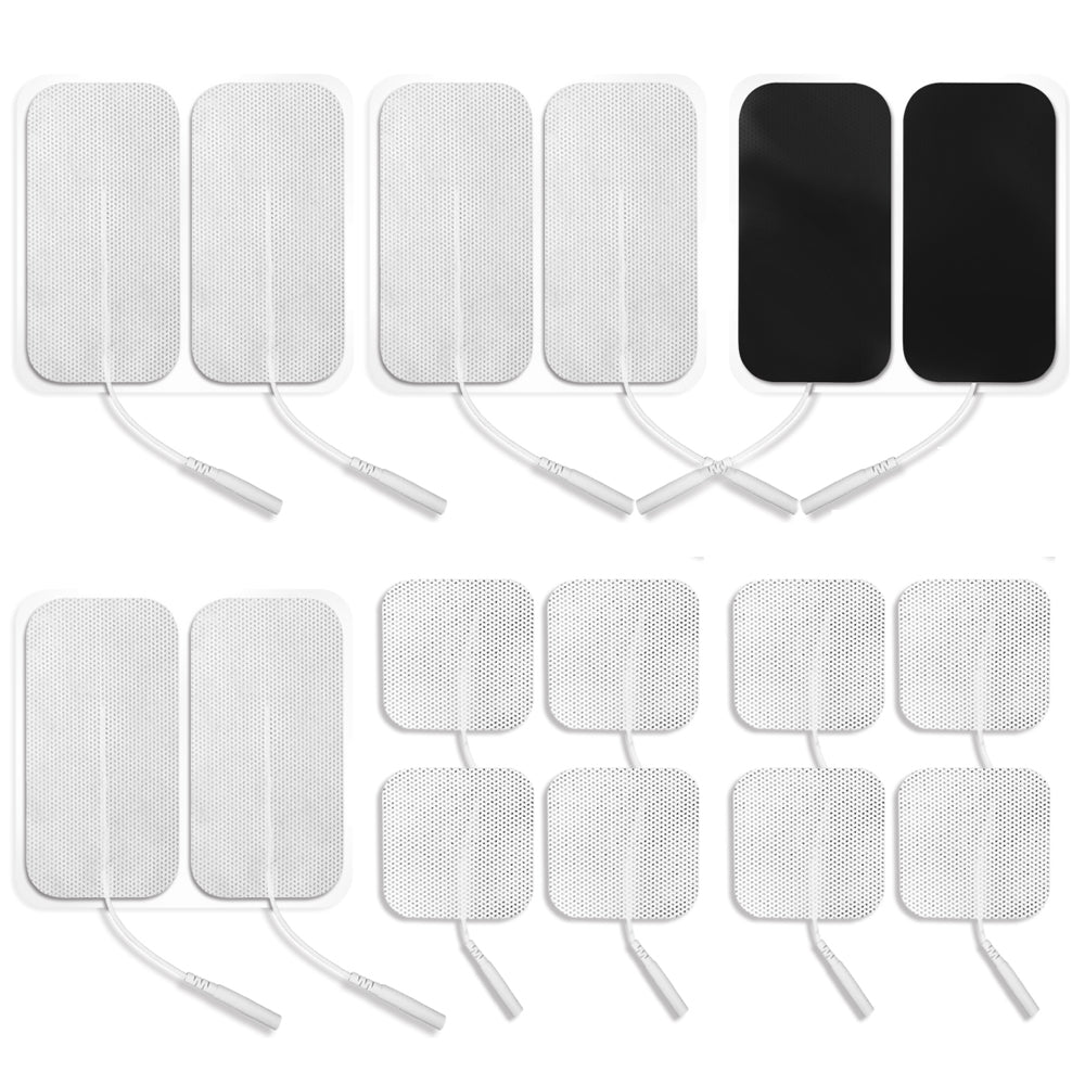 Easy@Home Tens Unit Self Stick Carbon Electrode Pads, Non Irritating Design 8 Pcs 2" x 4" Reusable Pads + 8 Pcs 2" x 2" Reusable Pads