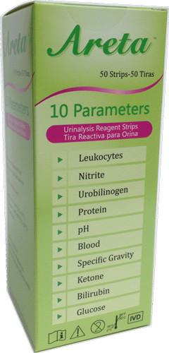 Health Management - Areta 10 Parameter (10SG) Urinalysis Reagent Test Strips 100 Pack