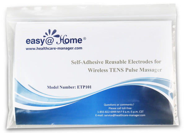 Health Management - Easy@home 10 Re-useable Wireless TENS & EMS Self-Adhesive Electrode Pads, FDA Approved Fro Over The Counter(OTC) Use