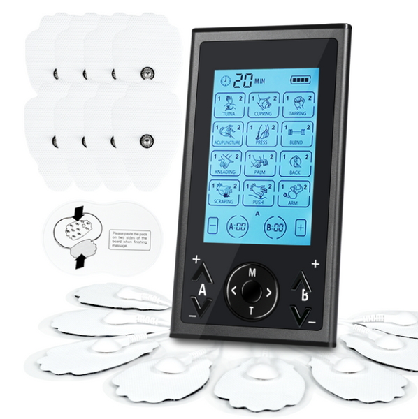 4 Outputs TENS Unit Muscle Stimulator Machine: Easy@Home 24 Modes Rechargeable EMS Electric Pulse Massager | Electric TENS Machine - Pain Relief Therapy for Back Pain | Neck Pain | Muscle Pain-AS8011