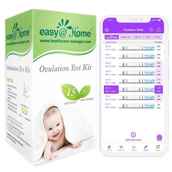Easy@Home 15 Ovulation Test Strips and 5 Pregnancy Test Strips Combo Kit, (15 LH + 5 HCG)