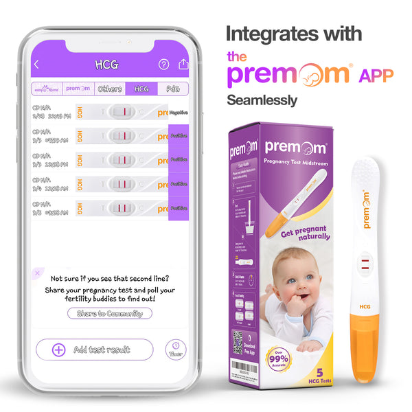 Premom Pregnancy Test Midstream: Early HCG Detection Sticks - 5 Pack Pregnant Test Kit