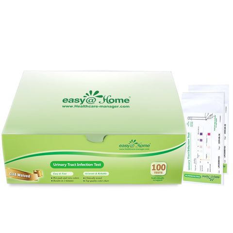 Easy@Home 100 Individual Pouch Urinary Tract Infection Test Strips, UTI Urine Testing Kit for Urinalysis and Detection of Leukocytes and Nitrites (UTIPOUCH-100P)