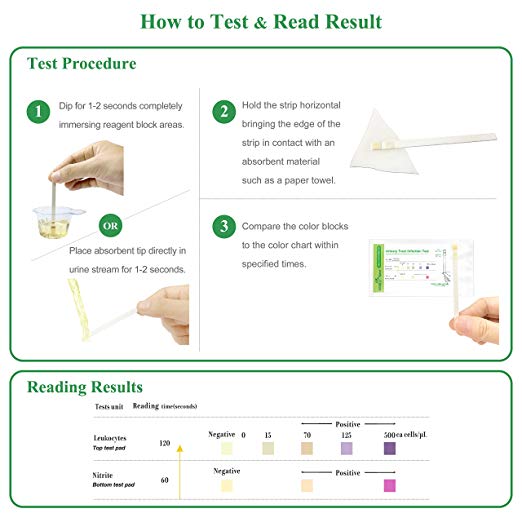 Easy@Home 100 Individual Pouch Urinary Tract Infection Test Strips, UTI Urine Testing Kit for Urinalysis and Detection of Leukocytes and Nitrites (UTIPOUCH-100P)